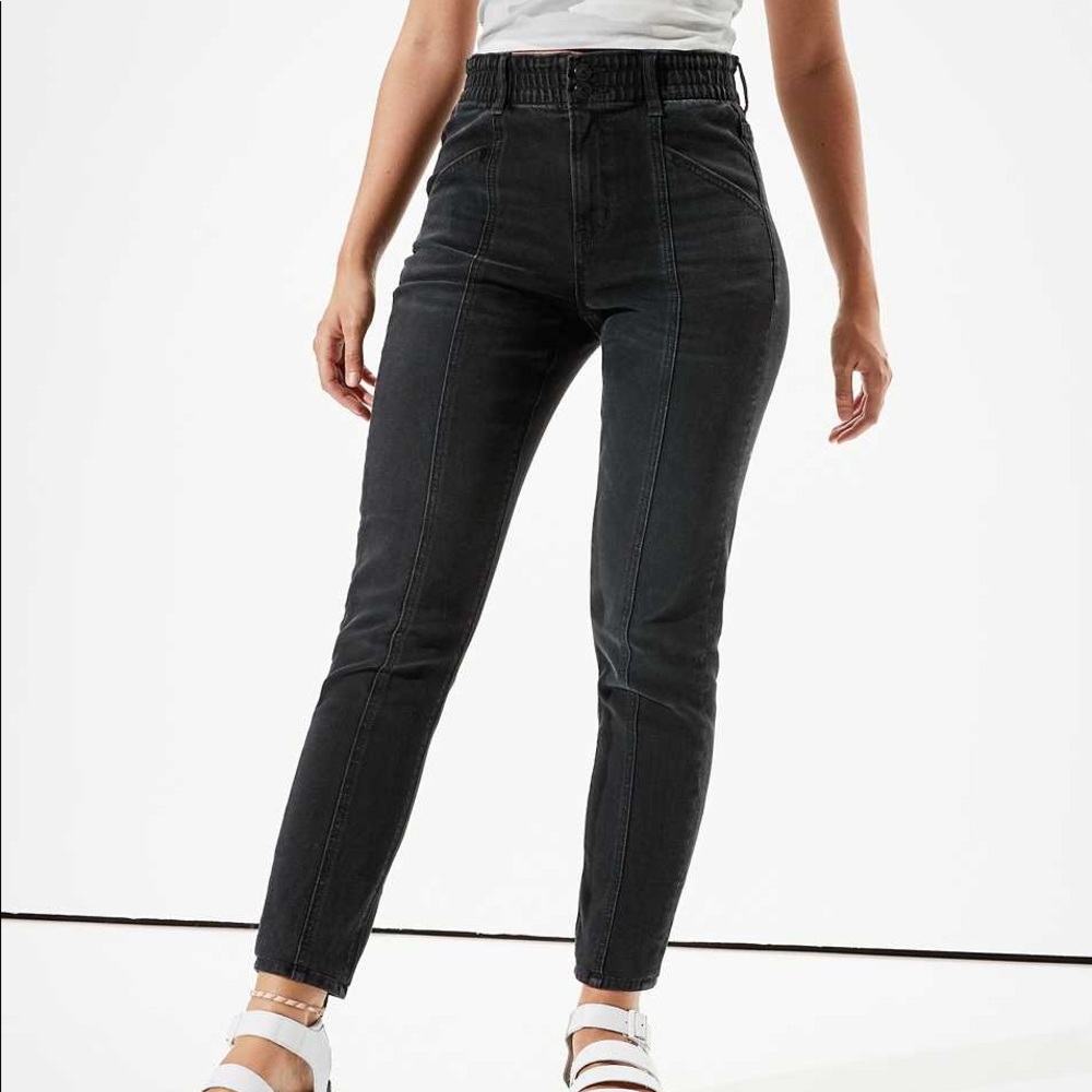 American Eagle Black High Waisted Mom Jean